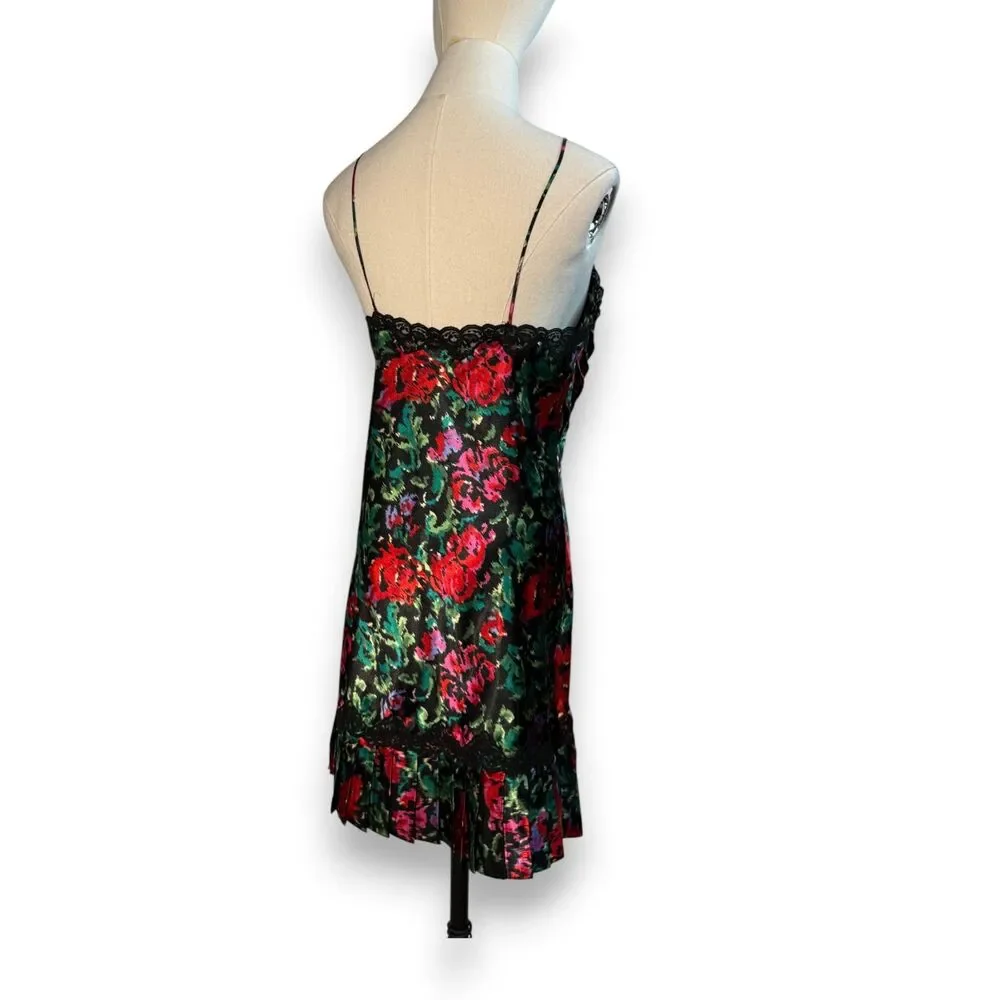 Vintage Victoria's Secret | Gold Label | Black Floral Garden Slip Dress | Sz S